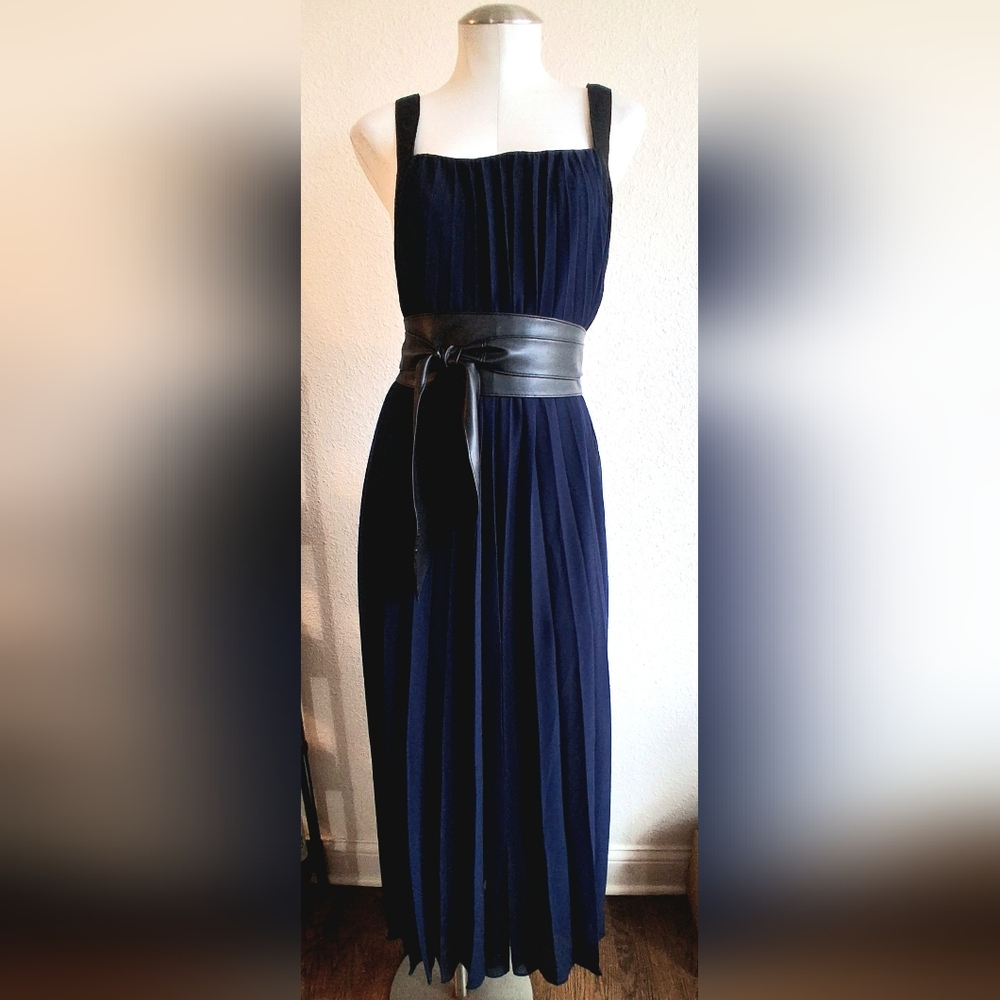 Navy Pleated Jumpsuit